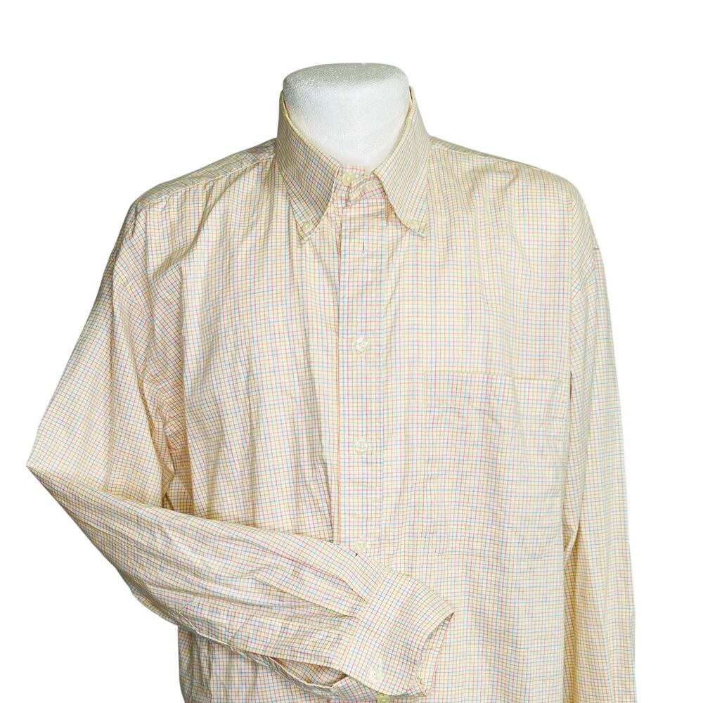 Burberry London Mens Large Pastel Tattersall Check Button Down Shirt Made in USA